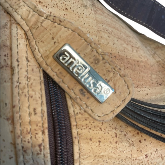 Artelusa Tan and Brown Shoulder Bag with Cork Material, project bag - Picture 6 of 6